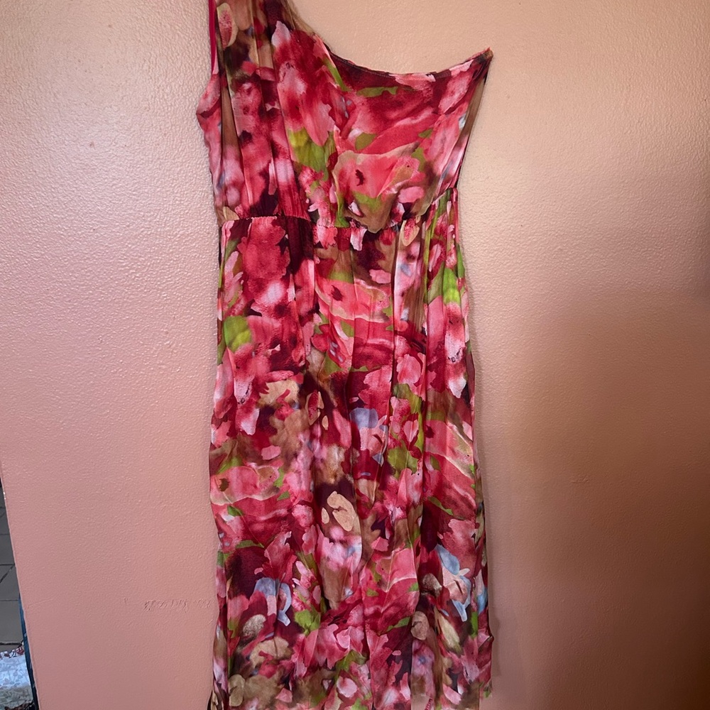 LARA Red and Pink One Shoulder Sundress